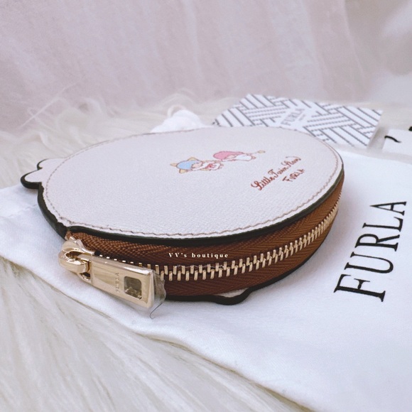 NWT Furla x Sanrio Little Twins Stars Kitty Toni Azzurro Coin Pouch Blue - Picture 3 of 7